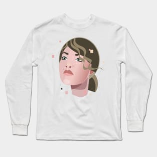 Woman with Curly Bangs Long Sleeve T-Shirt